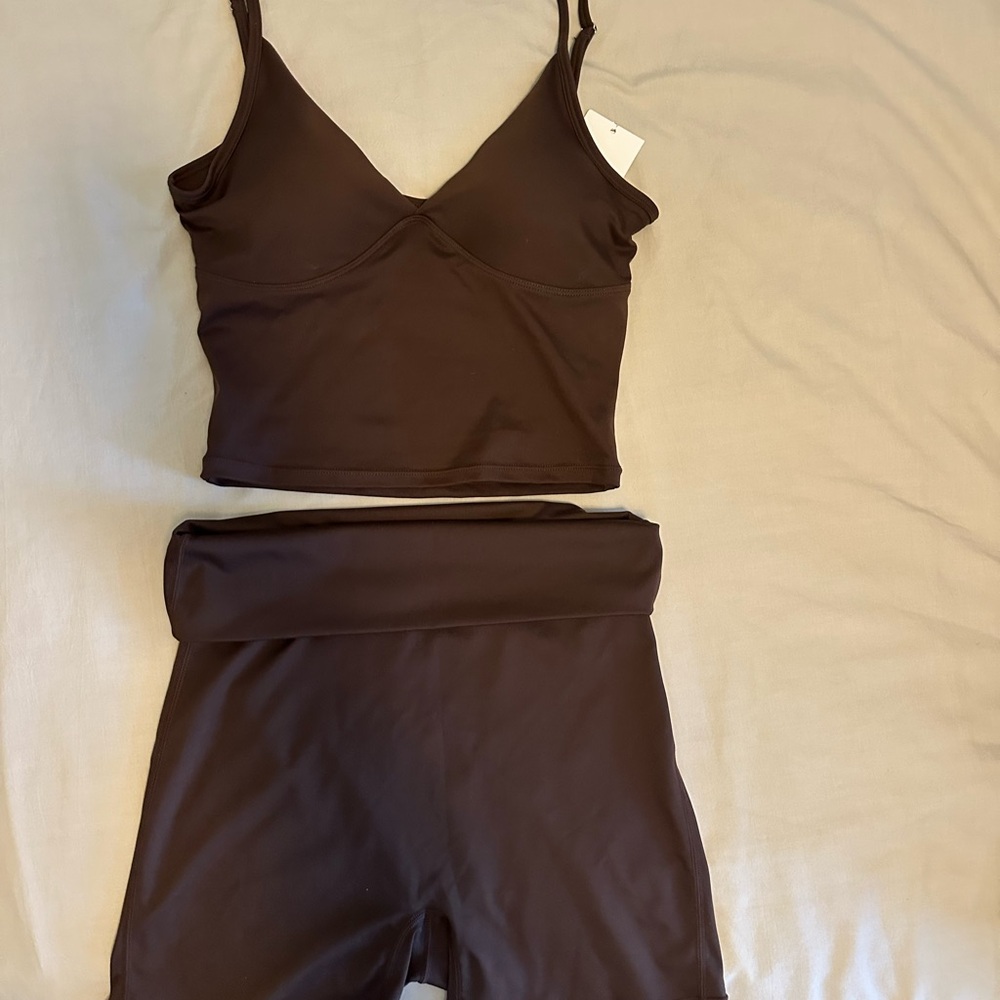 Brown Bike Shorts Set